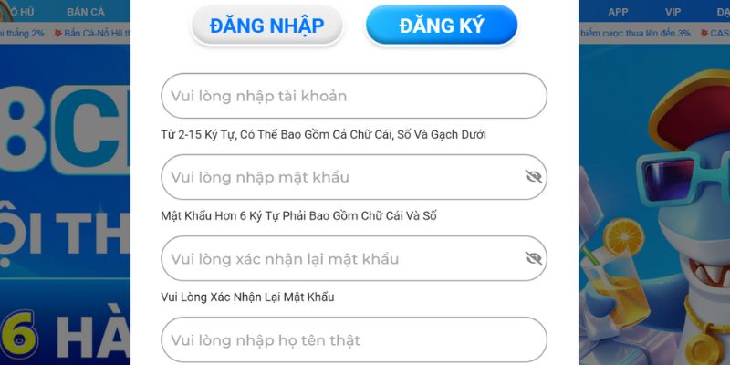 Chọn mục “đăng ký” để trở thành thành viên chính chức