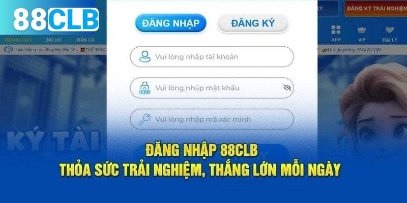 Điền đầy đủ thông tin để thực hiện quy trình đăng nhập 88CLB